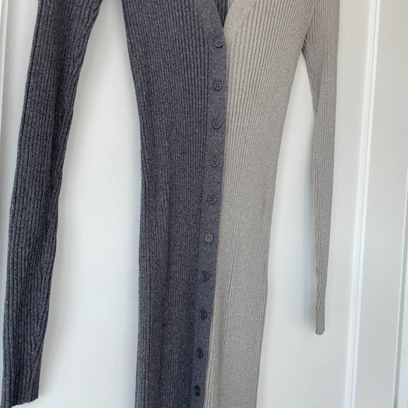 Staud Shoko Colorblock Sweater Dress Heather Grey/Charcoal Ribbed Knit V-neck XS - Picture 8 of 12
